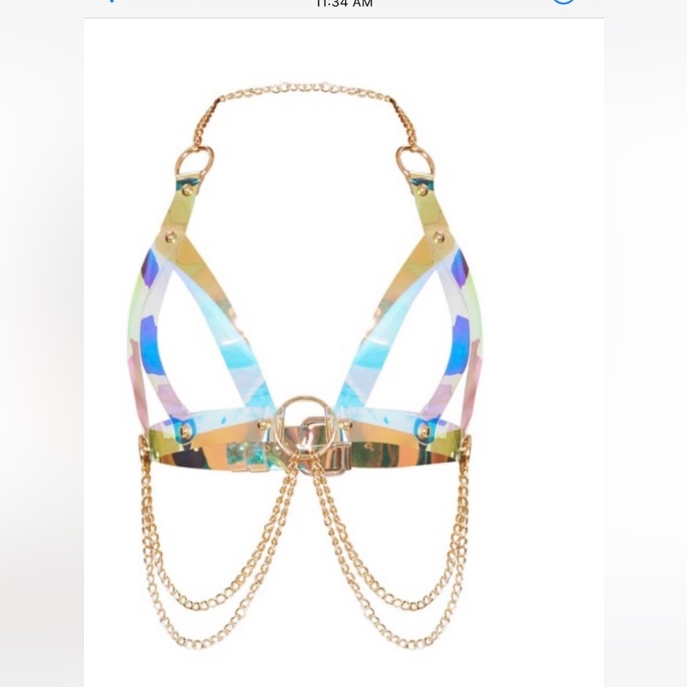 Iridescent metallic harness